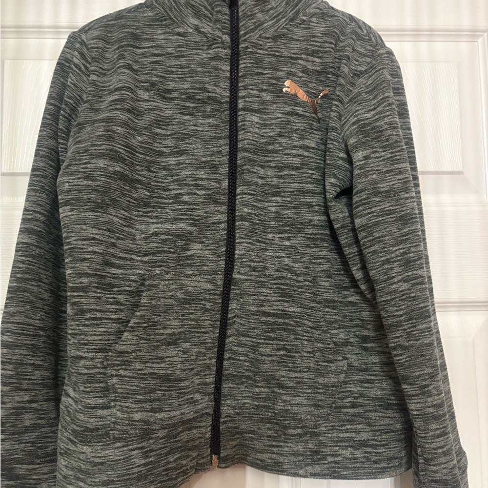 Girls Puma Gray Zip-Up Hoodie size small
